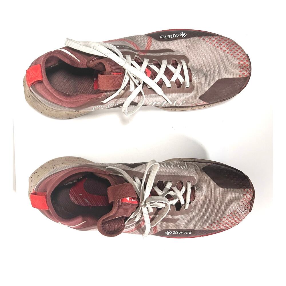 Nike React Pegasus Trail 4 GoreTex Womens 10 Running Trainers Sneakers Taupe Red - Picture 6 of 9